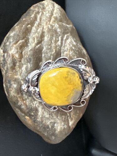 Navajo Yellow Bumble Bee Jasper Ring | Sterling Silver | Sz 10 | Authentic Native American Handmade | 14948