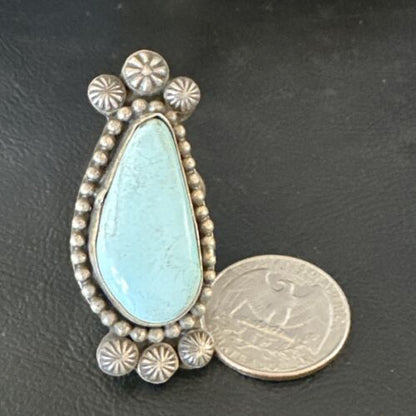 Women's Dry Creek Turquoise Ring | Navajo Sterling Silver | Sz 7 | 15895