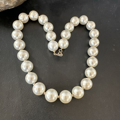White Freshwater Pearl Necklace | Gold Filled Beads | 17" | 17367