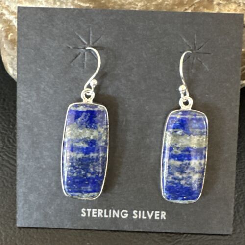 Blue Denim Lapis Dangle Earrings | Sterling Silver | 1" | 15804