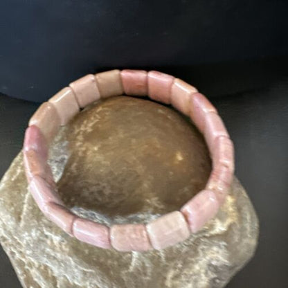 Navajo Pink Rhodochrosite Stretch Bracelet | Authentic Native American Handmade | 16977