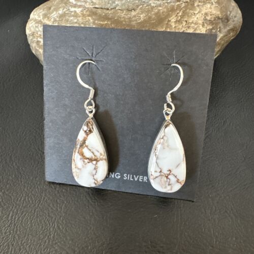 Navajo Wild Horse Turquoise Dangle Earrings | Sterling Silver | Authentic Native American Handmade | 15741