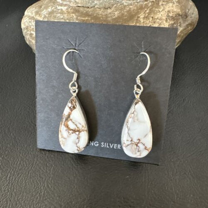 Navajo Wild Horse Turquoise Dangle Earrings | Sterling Silver | Authentic Native American Handmade | 15741