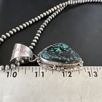 Men's Spiderweb Turquoise Pendant Necklace | Navajo Pearls | Sterling Silver | Native American Handmade | 17066
