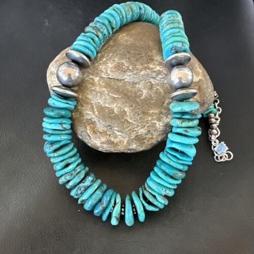 Authentic Native American Navajo Graduated Turquoise Necklace | Sterling Silver | 21" | 16487