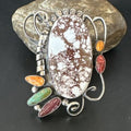 Navajo Women's Spiny Wild Horse Necklace Pendant | Sterling Silver | Multi-Stone | 16104
