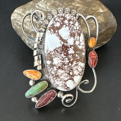 Navajo Women's Spiny Wild Horse Necklace Pendant | Sterling Silver | Multi-Stone | 16104