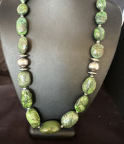 Navajo Green Turquoise Chunky Necklace | Sterling Silver | 23" | Authentic Native American Handmade | 15204
