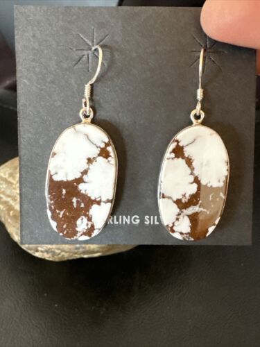 Navajo Wild Horse Turquoise Dangle Earrings | Sterling Silver | Authentic Native American Handmade | 15744