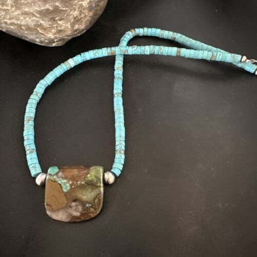 Navajo SpiderWeb Turquoise Heishi Pearls Necklace | Sterling Silver | 20" | 17088