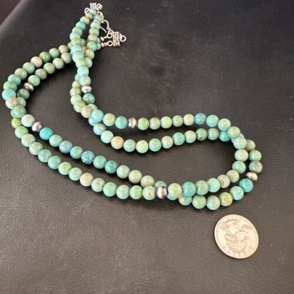 Royston Green Turquoise Necklace | Southwestern Sterling Silver | 22" | 17536