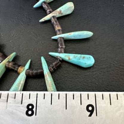 Navajo Green Turquoise Bone Bead Necklace | Sterling Silver | 20" | Authentic Native American Handmade | 17636