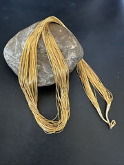 Navajo Gold Filled Heishi Tubes | 30 Strand Liquid Sterling Silver Necklace 29" | 17394