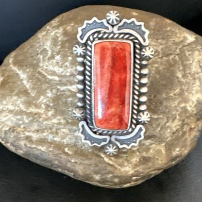 Native American Men's Spiny Oyster Ring | Navajo Sterling Silver | Sz 8.5 | 16888