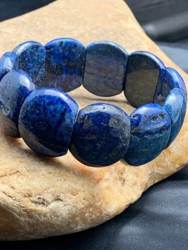 Navy Blue Lapis Stone Stretch Bracelet | 7.25" Stretchable | Authentic Native American Handmade | 4601