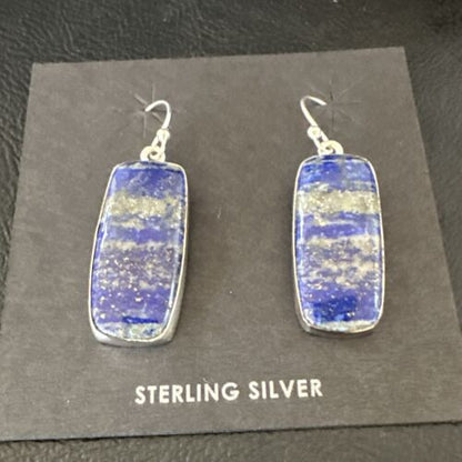 Blue Denim Lapis Dangle Earrings | Sterling Silver | 1" | 15804