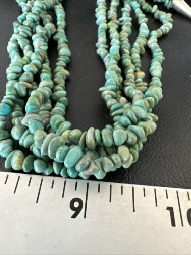 Navajo Green Turquoise Nugget Necklace | 5 Strand | Sterling Silver | Authentic Native American Handmade | 16321