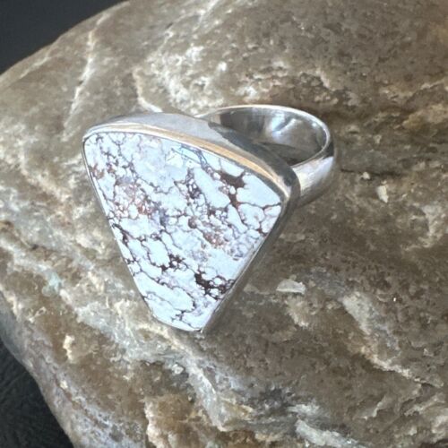 Men's Women's Wild Horse Turquoise Ring | Navajo Sterling Silver | Sz 7 | Authentic Native American Handmade | 17260