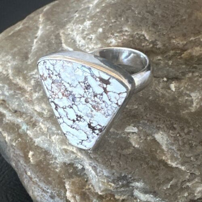 Men's Women's Wild Horse Turquoise Ring | Navajo Sterling Silver | Sz 7 | Authentic Native American Handmade | 17260