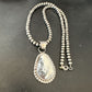 White Buffalo Turquoise Pendant | Navajo Pearls Sterling Silver Necklace | Authentic Native American Handmade | 17108