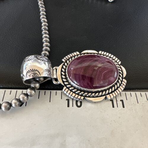 Navajo Purple Spiny Oyster Pendant | Sterling Silver | Native American Handmade Necklace | 16355