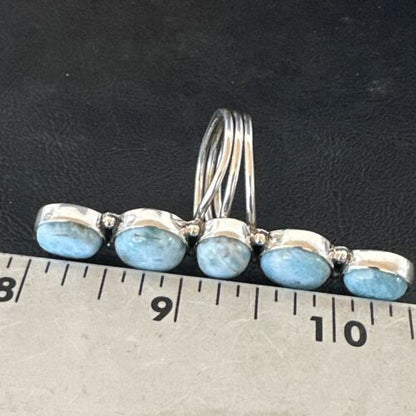 Navajo Blue Larimar Multi-Stone Cluster Ring | Authentic Native American Sterling Silver | Sz 9.5 | 17555