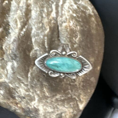 Navajo Green Turquoise Ring | Sterling Silver | Sz 4.5 | Authentic Native American Handmade | 15361