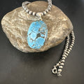 Navajo Blue Spiderweb Turquoise Pendant Necklace | Sterling Silver | Authentic Native American Handmade | 17019