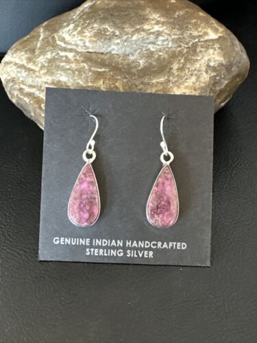Purple Mojave Turquoise Dangle Earrings | Sterling Silver | Authentic Native American Handmade | 15784