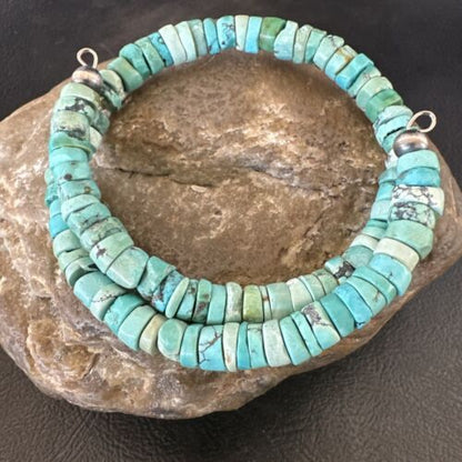 Navajo Turquoise Heishi Bracelet | Stainless Steel Memory Wire | 6mm | Authentic Native American Handmade | 17611