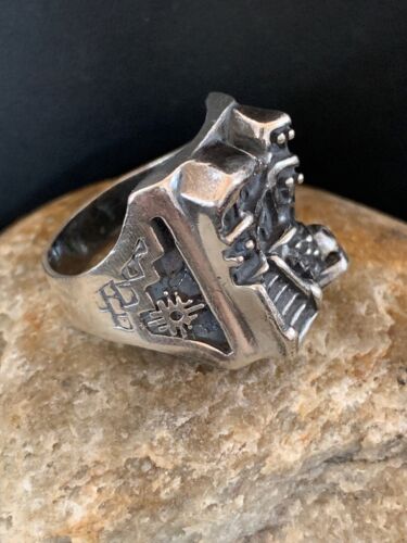Native American Pueblo Cast Sterling Silver Ring | Sz 12 | Authentic Handmade | 16752