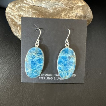 Blue Denim Lapis Dangle Earrings | Sterling Silver | 1" | 15791
