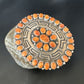 Navajo Orange Spiny Oyster Cluster Concho Belt Buckle | Sterling Silver | Authentic Native American Handmade | 16344