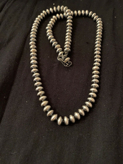Handmade Navajo Pearls Sterling Silver Bead Necklace | Southwestern Rondelles | 21" | 4665