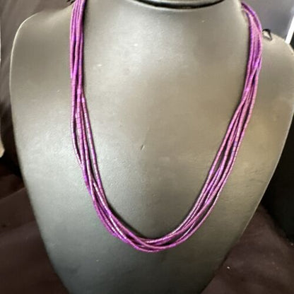 Stabilized Sugilite 5-Strand Heishi Necklace | Sterling Silver Tube | 19" | 17172