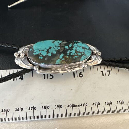 Men's Blue Spiderweb Turquoise Bolo Tie | Navajo Sterling Silver | Authentic Native American Handmade | 15010 - Masha USA