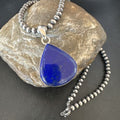 Navajo Blue Lapis Pendant with Pearls | Sterling Silver Necklace | 20" | Authentic Native American Handmade | 16670