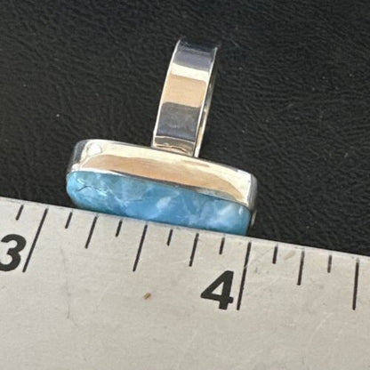 Navajo Blue Larimar Ring | Sterling Silver | Sz 8 | Authentic Native American Handmade | 17648