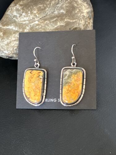 Navajo Bumblebee Jasper Earrings | Sterling Silver | Authentic Native American Handmade | 15828