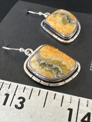 Navajo Bumblebee Jasper Earrings | Sterling Silver | Authentic Native American Handmade | 15834