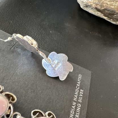 Navajo Pink Conch Shell Cluster Earrings | Sterling Silver | Authentic Native American Handmade | 15690