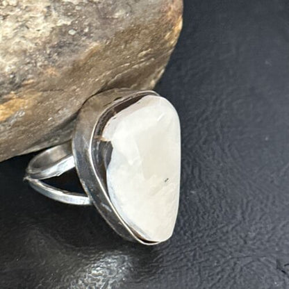 Men's Navajo White Buffalo Turquoise Ring | Sterling Silver | Sz 8.5 | Authentic Native American Handmade | 14745