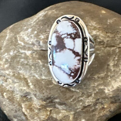 Women's Wild Horse Turquoise Ring | Navajo Sterling Silver | Sz 9 | Authentic Native American Handmade | 16471