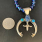 Navajo Blue Denim Lapis Turquoise NajaPendant Necklace | Sterling Silver | Authentic Native American Handmade | 13702