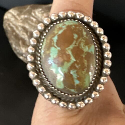 Navajo Blue #8 Turquoise Ring | Sterling Silver | Sz 10 | Authentic Native American Handmade | 15890 - Masha USA