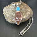 Navajo Wild Horse | Blue Kingman Turquoise Necklace | Sterling Silver | Authentic Native American Handmade | 17311