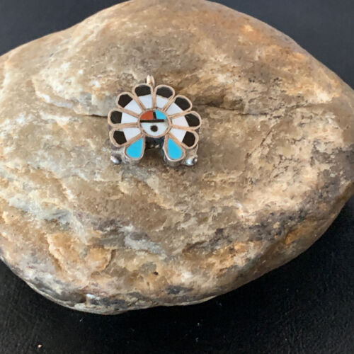 Zuni Sunface Pin Pendant | Turquoise, Mother of Pearl, Spiny Oyster | Sterling Silver | 01179