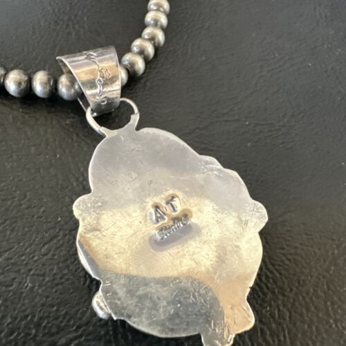 Navajo Pearls Black Onyx Necklace Pendant | Sterling Silver | Authentic Native American Handmade | 16525
