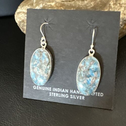 Blue Denim Lapis Dangle Earrings | Sterling Silver | 1" | 15794 - Masha USA