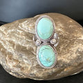 Navajo Blue Dry Creek Turquoise 2 Stone Ring | Authentic Native American Sterling Silver | Multi-Stone | Sz 10 | 16739